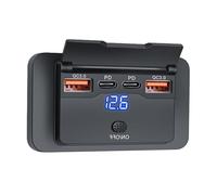Double USB Quick Charges Socket With Power Switches Waterproof Charges Fast Charging Adapter For 12V/24V Vehicles Boats Dustproof Outlet