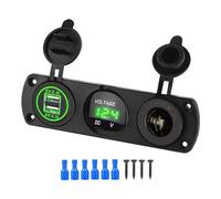 Double USB Socket Charging Adapter 12V-24V LED Voltmeter 3 In 1 Charging Adapter Panel For Car Motocycle Boats Marine Truck Car Charger Socket