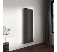 Double Vertical Modern Oval Column Radiator 1600x590mm Anthracite | Central Heating Wall Mounted Rads,BS EN442 Standards,Column Radiators Designed for UK Hallway, Living Room & Bathroom