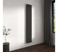 Double Vertical Modern Oval Column Radiator 1800x354mm Anthracite | Central Heating Wall Mounted Rads,BS EN442 Standards,Column Radiators Designed for UK Hallway, Living Room & Bathroom