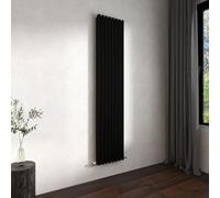 Double Vertical Modern Oval Column Radiator 1800x472mm Black | Central Heating Wall Mounted Rads,BS EN442 Standards,Column Radiators Designed for UK Hallway, Living Room & Bathroom