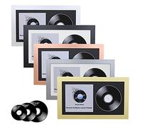 Double Vinyl LP Record and Album Cover Wide Wooden Frame With BLACK Mount (Black, 10")