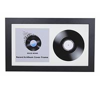 Double Vinyl LP Record and Album Cover Wide Wooden Frame With White Mount (Black, 7" Vinyl)