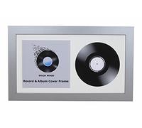 Double Vinyl LP Record and Album Cover Wide Wooden Frame With White Mount (Gunmetal, 12" Vinyl)