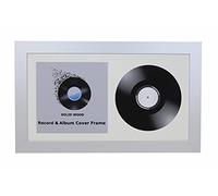 Double Vinyl LP Record and Album Cover Wide Wooden Frame With White Mount (Silver, 12" Vinyl)
