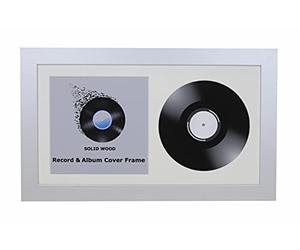 Double Vinyl LP Record and Album Cover Wide Wooden Frame With White Mount (Silver, 7" Vinyl)