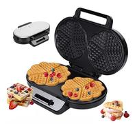 Double Waffle Maker, 1200W Heart Shaped Non-Stick Electric Compact Waffle Makers & Irons with Temperature Knob and Cool Touch Handles, for Breakfast