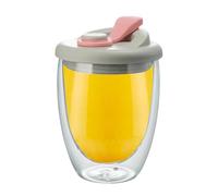 Double Wall Coffee Mug - Clear Glass Cup with Lid | 350ml Leakproof Tea Cup for Home, Ice Milk Mug for Hot Cold Drinks, Glass Drinkware Accessory, Everyday Mugs for Coffee Enthusiasts