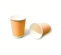 Double Wall Compostable Coffee Cups, 12oz/354ml, Pumpkin Orange, Pack of 5. Takeaway Cups for Hot Beverages.