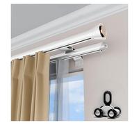 Double Wall Curtain Rod, Aluminum Drapery Pole, 4-Wheel Sliding Curtain Track with Pulley, 125cm/4.1ft - White, Perfect for Roman Curtains and Home Decor.