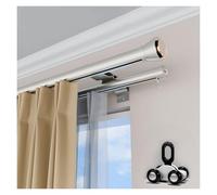 Double Wall Curtain Rod, Aluminum Drapery Pole, Sliding Curtain Rod with 4-Wheel Pulley, Roman Shade Hardware, 125cm/4.1ft, Champagne Color