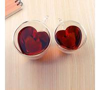 Double Wall Glass Mug, Heat Resistant Tea Mug Heart Shaped for Black Tea (a)