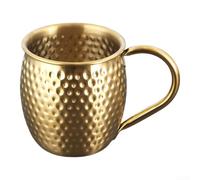 Double Wall Insulated Coffee Mug With Handle, 304 Stainless Steel Hammered Cup For Hot Cold Drinks, Leak Resistant Travel Tumbler For Camping Hiking Office, 520Ml(Yellow)