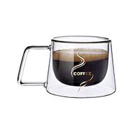 Double Wall Insulated Glass Coffee Mugs or Tea Cups - Glasses Espresso Set 200ml with Floating Effect Resistant Coffee Glasses