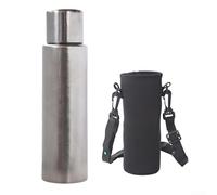 Double Wall Insulated Titanium Water Bottle Cup, 800ml Capacity with Carry Bag, Ideal for Hiking and Camping (Style A)