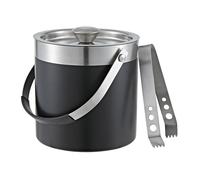 Double Wall Stainless Steel Ice Bucket 2.3L with Tong Black Finish by Buckingham
