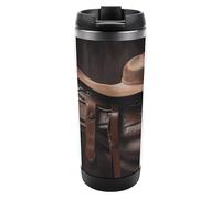 Double Wall Vacuum Insulated Tumbler 13oz, BPA-Free Stainless Steel Water Bottle with Leak-Proof Lid Reusable Horse Saddle with A Cowboy Hat Wild Travel Mug Car Cup for Hot Cold Drinks Office Outdoor