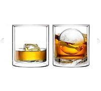 Double Wall Whiskey/Scotch Rocks Glass Set by Sun’s Tea | 5.5oz | Old Fashioned Drinking & Cocktail Glasses | Clear Insulated Tumbler - Set of 2