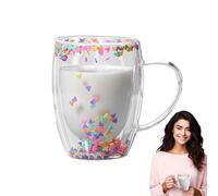 Double-Walled Coffee Cups, Double Insulated Coffee Cups - 350 ml Cute Transparent Insulated Coffee Cup Heat Resistant Lightweight Cup Coffee Cup for Women and Girls for Hot and Hot