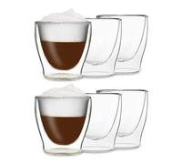 Double Walled Coffee Glasses 200ml Borosilicate Glass 6x Drinking Glass Tea Mug