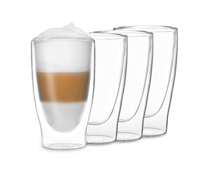 Double Walled Coffee Glasses 400ml Borosilicate Glass 4x Drinking Glass Tea Mug