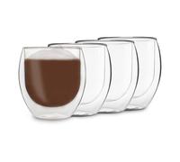 Double Walled Coffee Glasses 410ml Borosilicate Glass 4x Drinking Glass Tea Mug