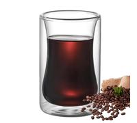 Double Walled Coffee Glasses Mugs, 200ml Borosilicate Glass Coffee Cup, Cappuccino Latte Glasses Cups Heat Resistant Thermo Insulated Glass Cup for Tea Milk Juice Ice Cream Hot & Cold Drinks