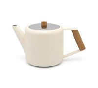 Double-Walled Cream/White Stainless Steel Teapot 1.1 Litre - Insulating Jug for Longer Tea Enjoyment