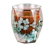 Double Walled Glass Tumblers - Double Wall Glass Cups | Double Layer Insulated Tea Cups | Clear Glass Tea Mug, Elegant 350ml Flower Heat Insulated Mug for Coffee