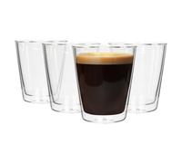 Rink Drink Double Walled Glasses - 200ml - Pack of 4 - Heat Resistant Tumbler Cups Insulated Glass Drinking Glasses for Coffee, Latte, Ice Cappuccino, Tea, Hot Chocolate