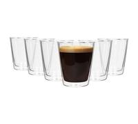 Rink Drink Double Walled Glasses - 200ml - Pack of 6 - Heat Resistant Tumbler Cups Insulated Glass Drinking Glasses for Coffee, Latte, Ice Cappuccino, Tea, Hot Chocolate