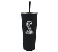 Double-Walled Insulated Stainless-Steel Shelby Cobra Snake Tumbler Mug | Holds 24 ounces | Vacuum Insulation | Accommodates Hot or Cold Drinks | Threaded Stainless Steel Lid