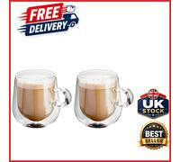 Double Walled Latte Glasses 275ml Set of 2 Dishwasher Safe Insulated Cups