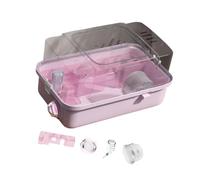 Double-walled, Spacious Hamster Cage with Transparent Lid - Ideal for Guinea Pigs, Flying Squirrels, Mice And Hedgehogs, pink