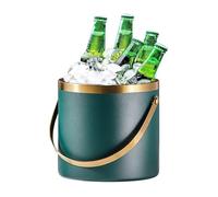 Double Walled Stainless Steel Insulated Ice Bucket with Sealed Lid and Tongs 3L,Keep Ice Frozen Longer,Wine Bucket for Cocktail Bar and Parties,Indoor & Outdoor (Color : Green, Size : 3L)
