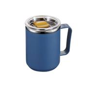 Double Walled Stainless Steel Mug - 450ml Food-Grade Thermal Coffee Mug with Handle and Leak-Proof Sliding Lid - Double Wall Insulation Desk Travel Cup for Hot Cold Drinks