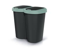 Double Waste Bin Black 40L Grey Frame