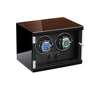 Double Watch Winder for Automatic Watches Soft Leather Adjustable Watch Pillow Silent Motor 5 Gear Adjustment(Winding Machine)