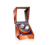 Double Watch Winder with Blue Led Backlight - Piano Paint - Carbon Fiber Lining - Storage for 2 Watches Travel Case - Quiet Motor - 5 Modes - Double Power Supply