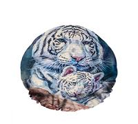 Double Waterproof Bathing Shower Cap Big Cat White Tiger Mom Baby Cute Cartoon Reusable Fashion Shower Hat For Women Beauty, BathHair Spa, Home Hotel Travel Use
