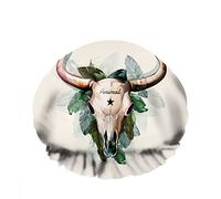 Double Waterproof Bathing Shower Cap Bull Skull Head Neck Hang Green Leaves Horn Reusable Fashion Shower Hat For Women Beauty, BathHair Spa, Home Hotel Travel Use