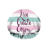 Double Waterproof Bathing Shower Cap Calligraphy Inscription Lettering Line Dot Color Black Brush Reusable Fashion Shower Hat For Women Beauty, BathHair Spa, Home Hotel Travel Use