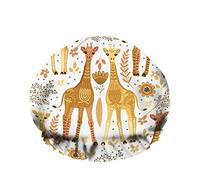 Double Waterproof Bathing Shower Cap Cartoon Giraffe Cute African Animals Flower Branch Leaf Reusable Fashion Shower Hat For Women Beauty, BathHair Spa, Home Hotel Travel Use