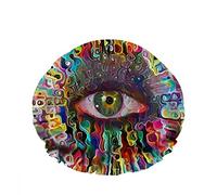 Double Waterproof Bathing Shower Cap Colorful Middle Big Eye Looking Ahead Art Colors Reusable Fashion Shower Hat For Women Beauty, BathHair Spa, Home Hotel Travel Use