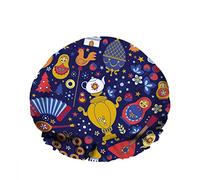 Double Waterproof Bathing Shower Cap Colorful Moscow Kremlin Cathedral Russian Doll Balalaika Bear Reusable Fashion Shower Hat For Women Beauty, BathHair Spa, Home Hotel Travel Use