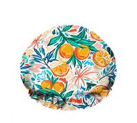 Double Waterproof Bathing Shower Cap Colourful Fruits Orange Leaves Watercolor Bright Palm Branch Reusable Fashion Shower Hat For Women Beauty, BathHair Spa, Home Hotel Travel Use