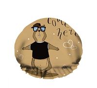 Double Waterproof Bathing Shower Cap Cute Animal Groundhog Hipster Wear Glasses Cap Dancing Reusable Fashion Shower Hat For Women Beauty, BathHair Spa, Home Hotel Travel Use