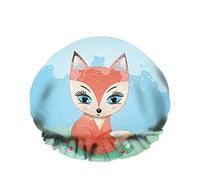 Double Waterproof Bathing Shower Cap Cute Fox Cartoon Cute Animal Grass Beautiful Flower Reusable Fashion Shower Hat For Women Beauty, BathHair Spa, Home Hotel Travel Use
