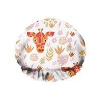 Double Waterproof Bathing Shower Cap Cute Giraffe Jungle Savanna Palm Leaf Flower Cartoon Reusable Fashion Shower Hat For Women Beauty, BathHair Spa, Home Hotel Travel Use