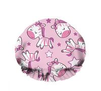 Double Waterproof Bathing Shower Cap Cute Pony Horse Animal Cartoon Pink Fun Star Reusable Fashion Shower Hat For Women Beauty, BathHair Spa, Home Hotel Travel Use